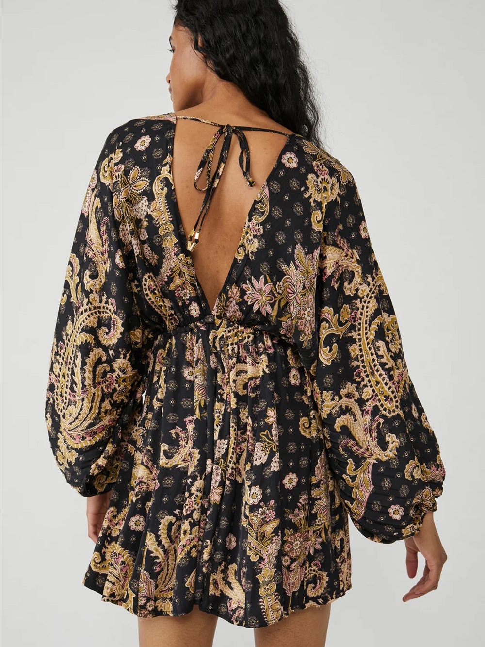 Free People Azrel Black Paisley Mini Dress